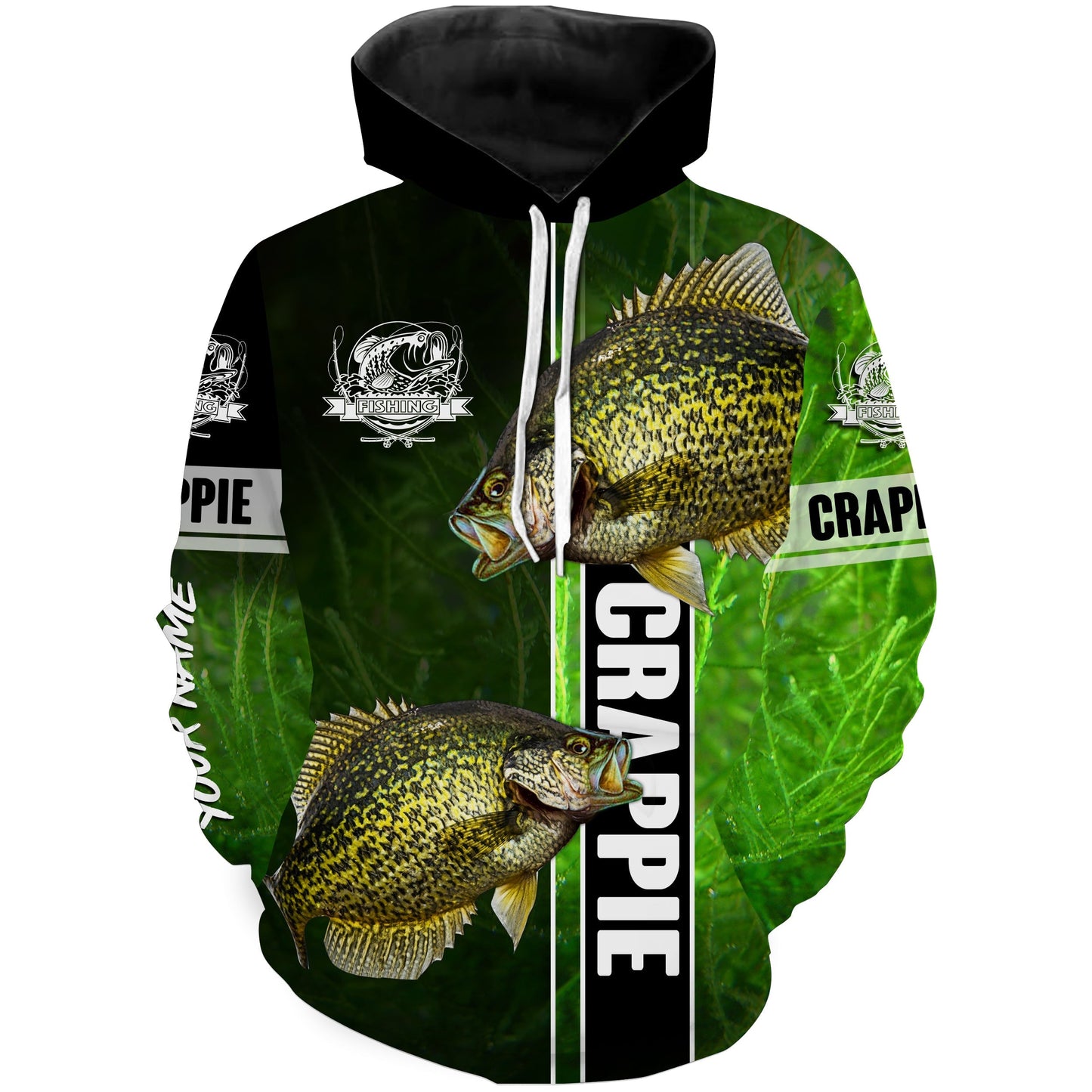 Crappie fishing green shirt Custom name Hoodie