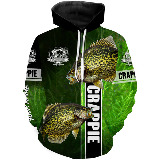 Crappie fishing green shirt Custom name Hoodie