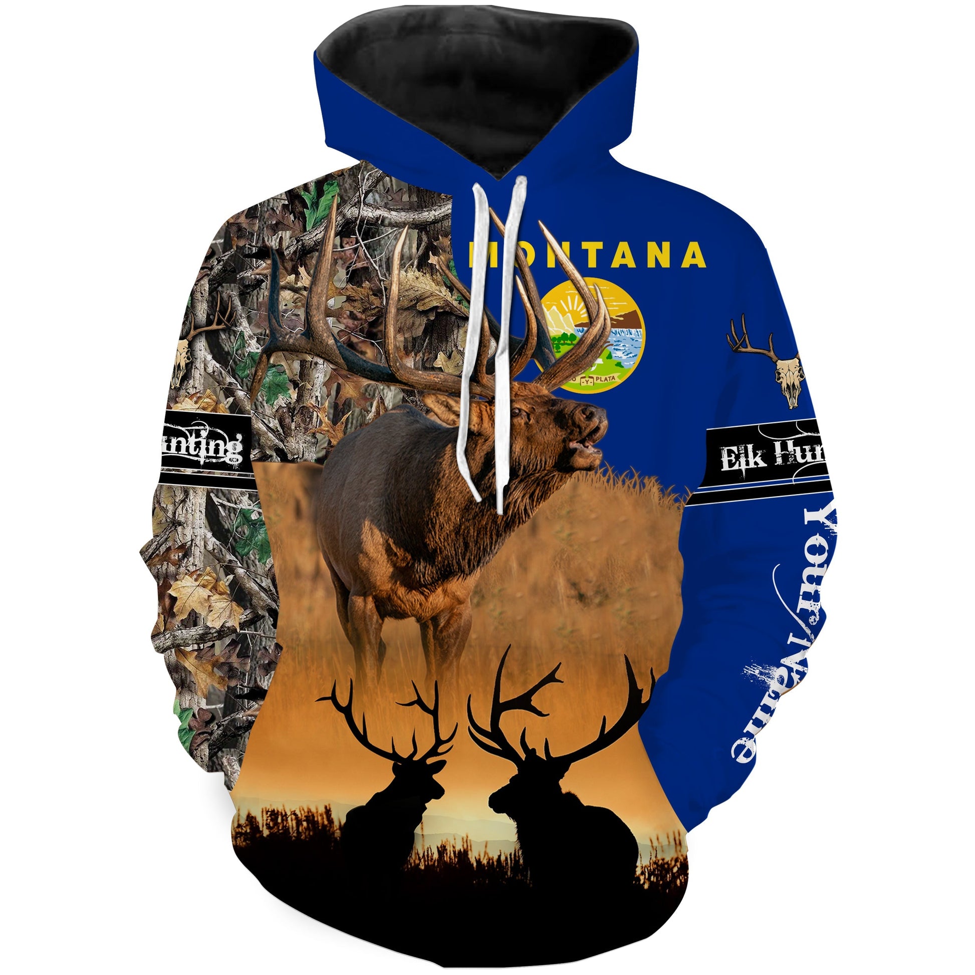 Montana MT elk hunting camo custom name 3D hunting apparel, personalized hunting gift for hunters NQS3731