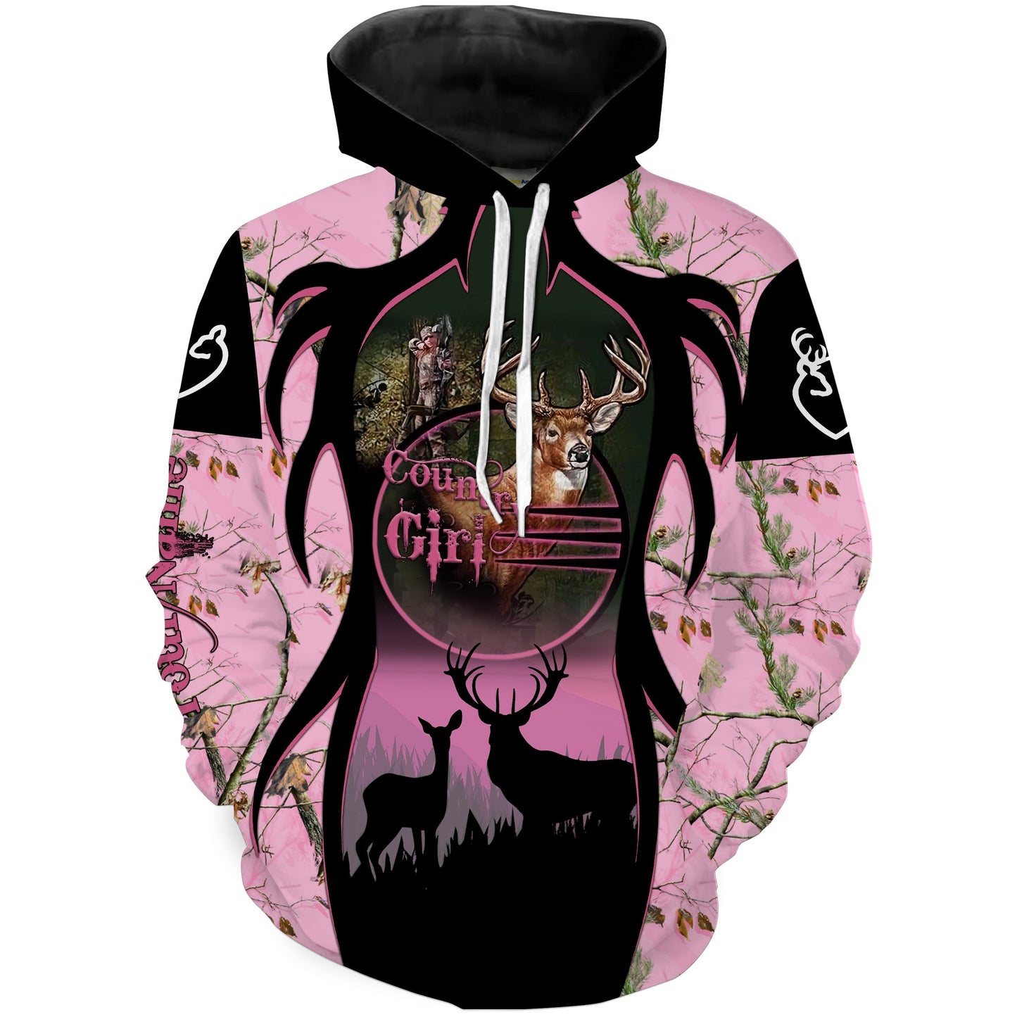 Country girl Deer hunting pink camouflage Customize Name 3D All Over Printed Shirts NQS1633 Hoodie