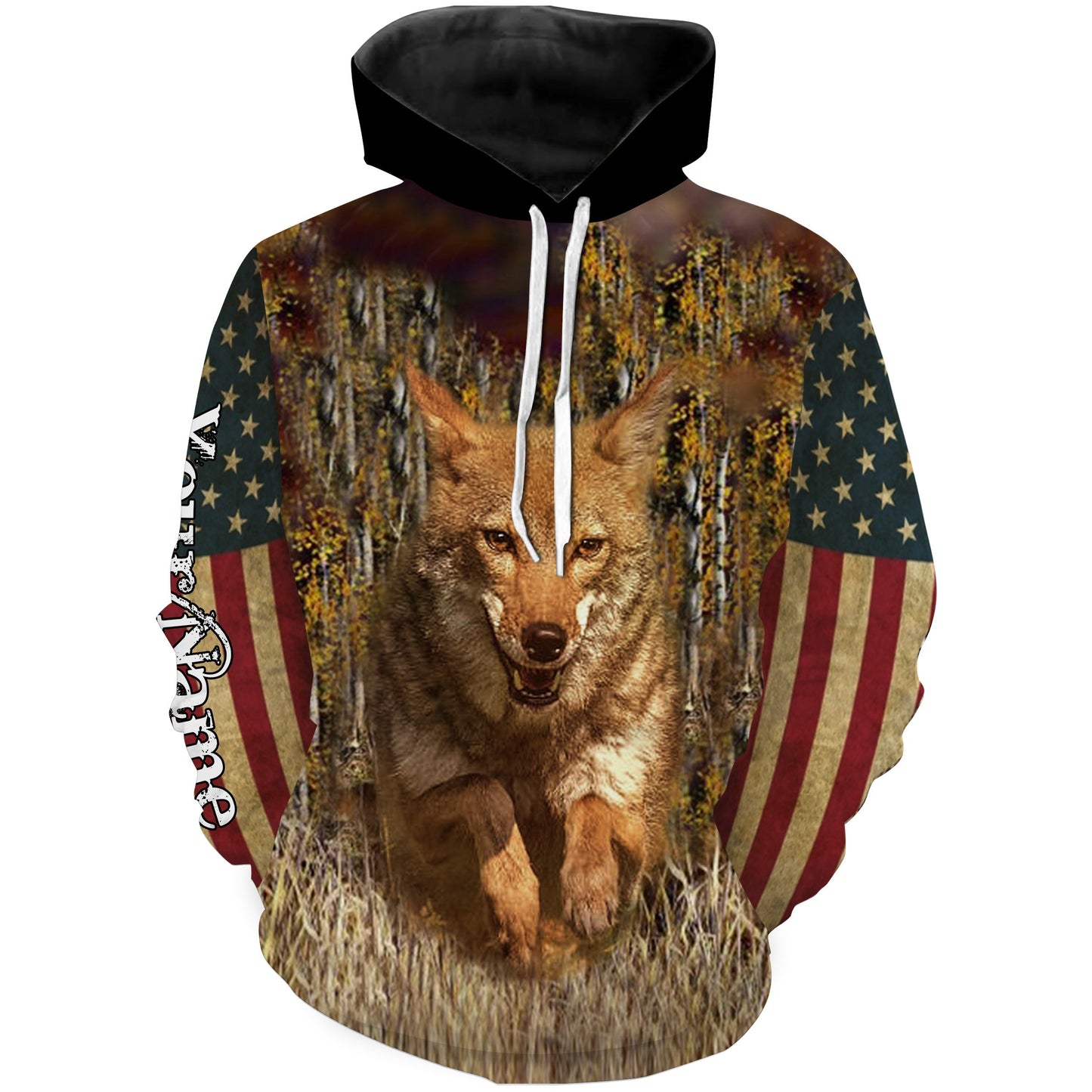 Coyote Hunting american flag patriotic Custom Name 3D All over print shirts Plus Size NQSD126