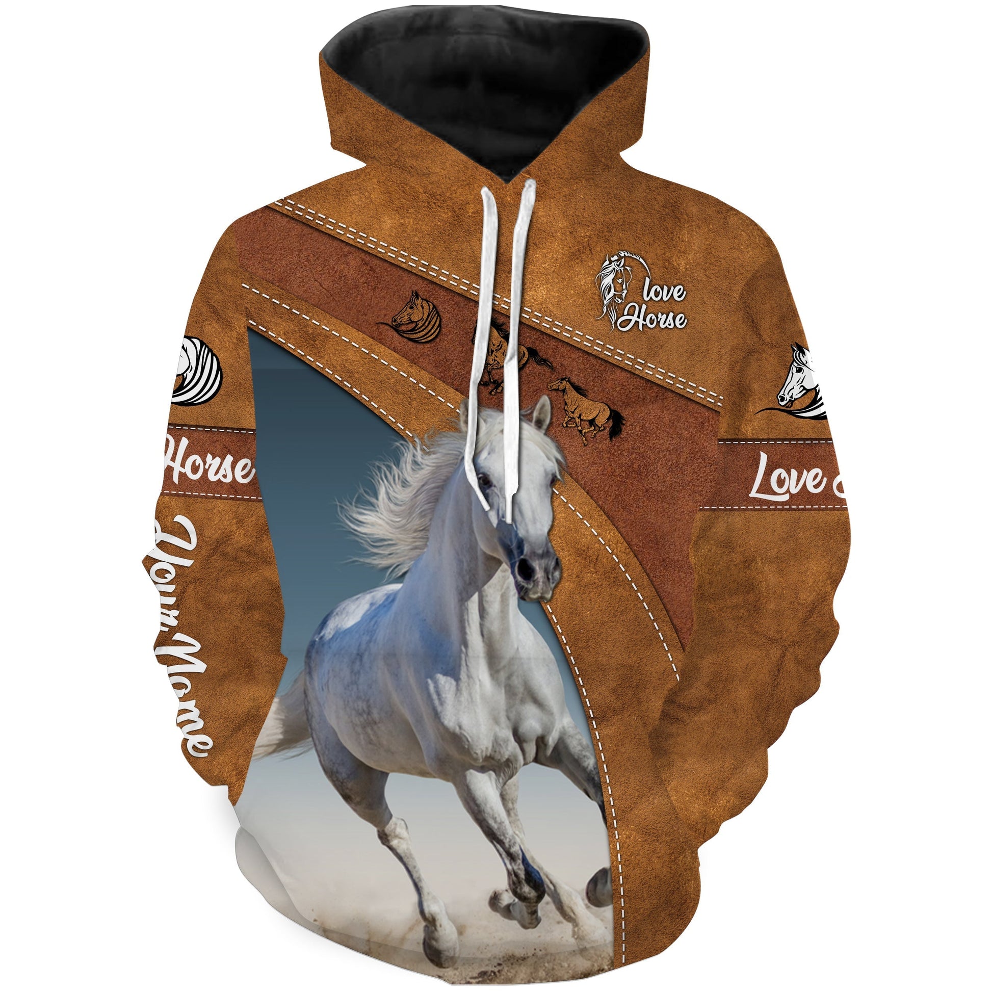 White arabian horse custom 3D All Over Printed Shirts, horse riding apparel, gifts for Horse Lovers NQS2817 Hoodie