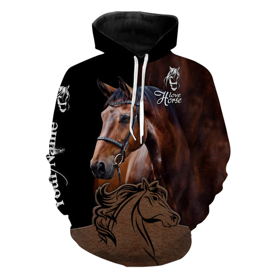 Love Horse Quarter Horse Customize Name 3D All Over Printed Shirts Personalized Gifts For Horse Lovers Nqs1429 Hoodie Hoodie