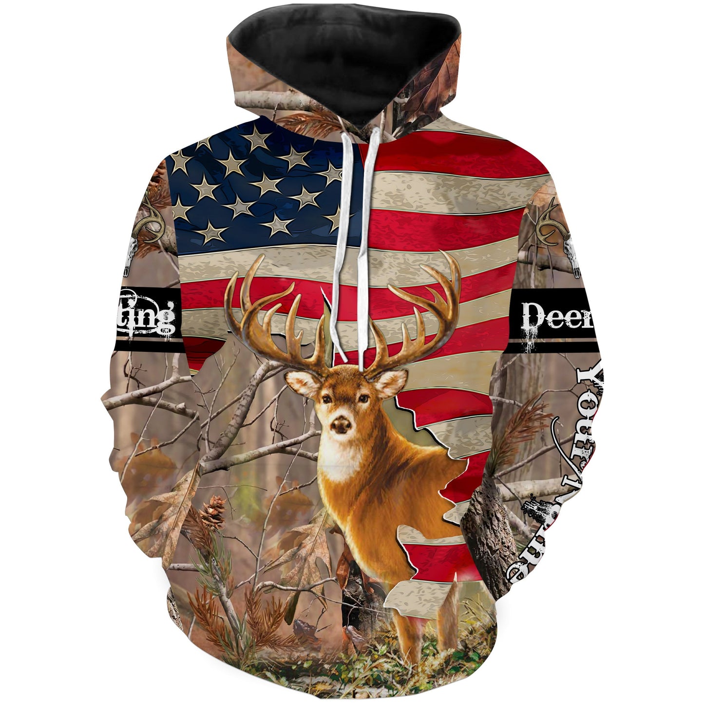 American flag patriotic custom Deer hunting camo shirt, hunting jacket, hoodie NQS1145