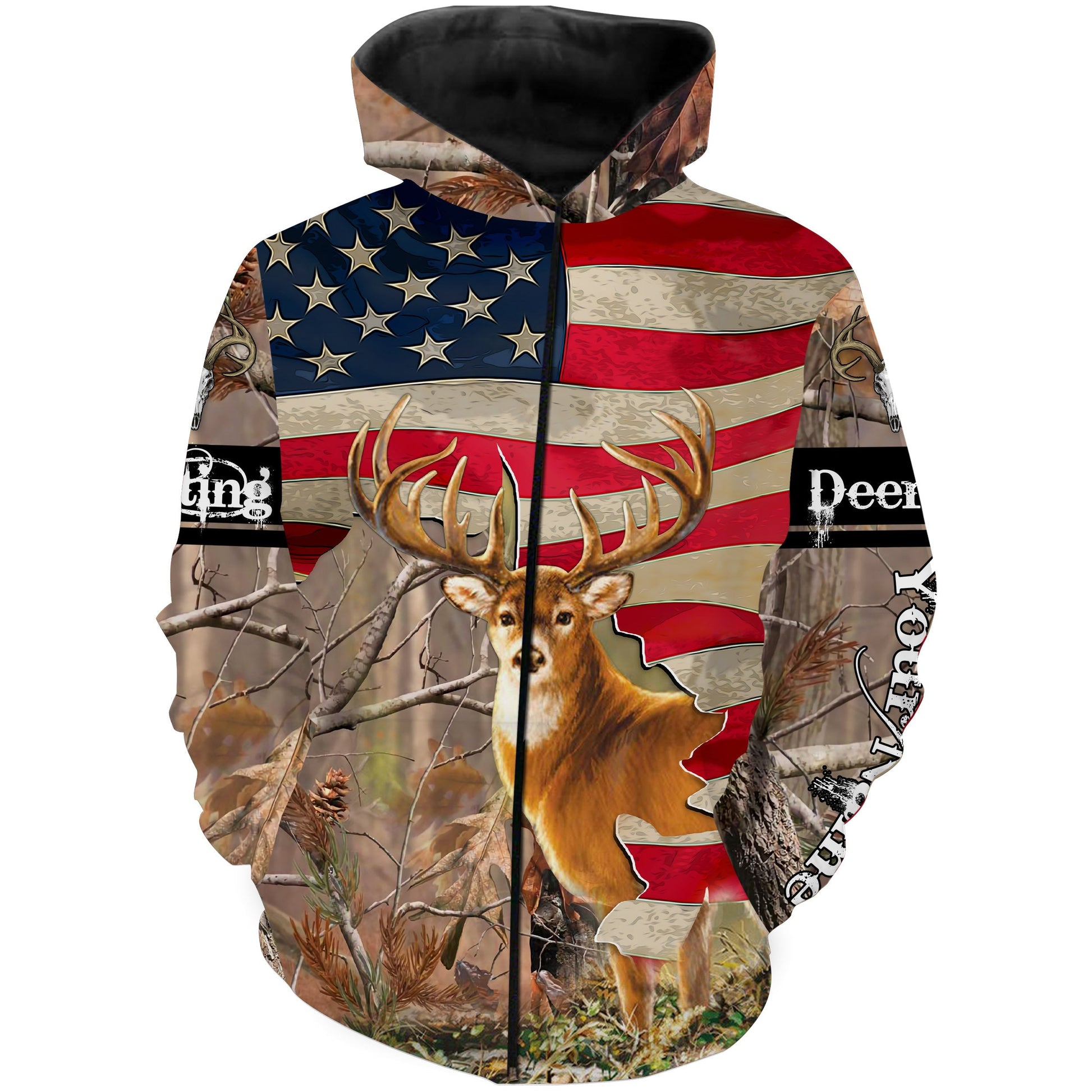 American flag patriotic custom Deer hunting camo shirt, hunting jacket, hoodie NQS1145