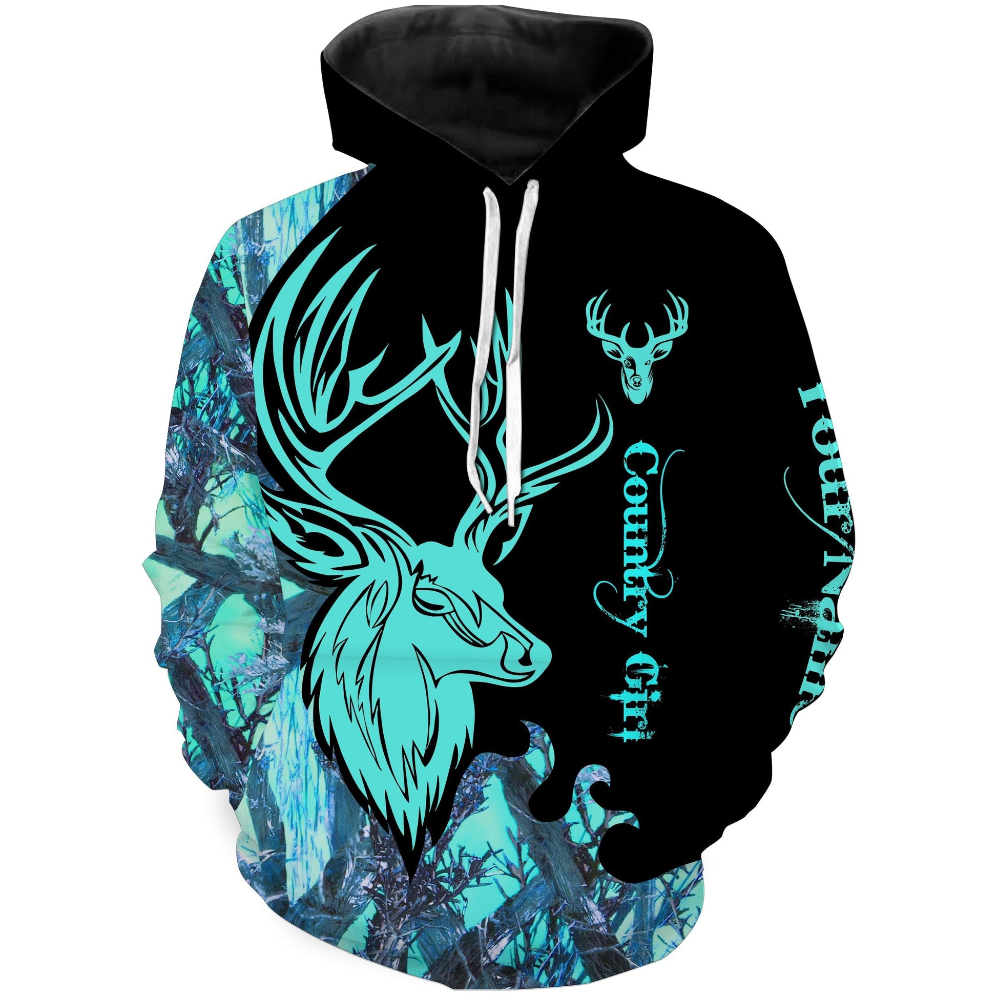 Country Girl Deer Hunting Serenity Blue Camo Customize Name 3D All Over Printed Shirts Personalized Hunting Gift For Adult And Kid Nqs2628 Hoodie Hoodie