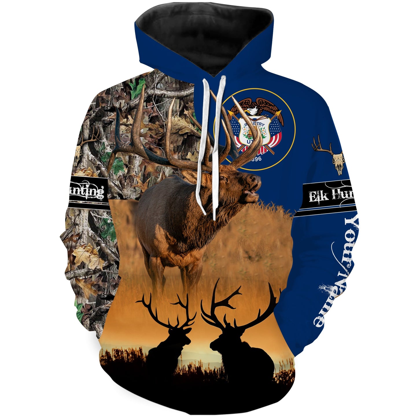 Utah UT elk hunting camo custom name 3D hunting apparel, personalized hunting gift for hunters NQS3753 Hoodie