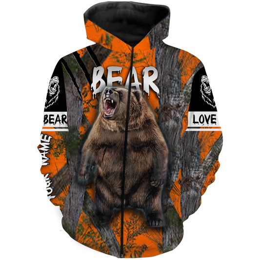 Bear hunter big game hunting Customize Name 3D All Over Printed Shirts plus size NQS996