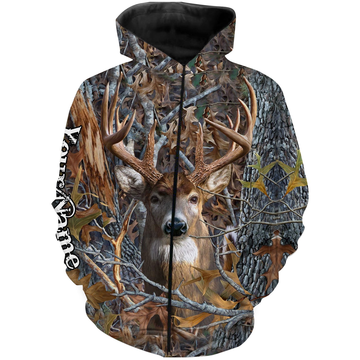 Deer Hunting Camo Customize Name 3D All Over Printed Shirts Personalized gift For Adult And Kid NQS720 Zip up hoodie