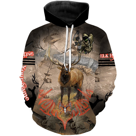 Elk Hunting Camo Grim Reaper Bow Hunting Archery Custom Name 3D All over print shirts NQS722