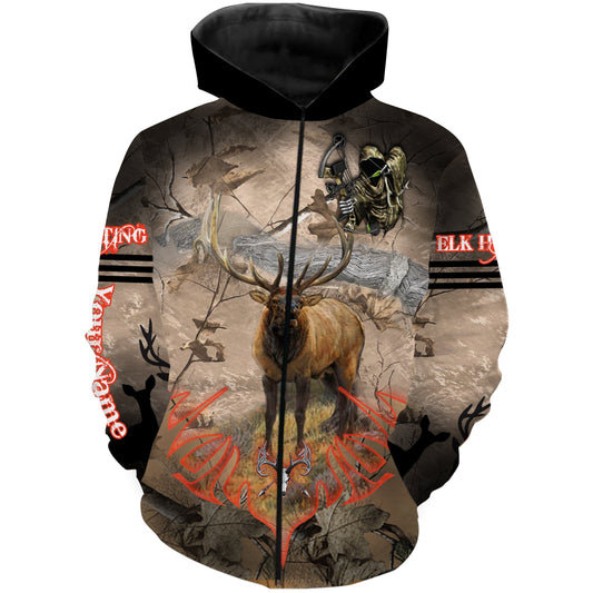 Elk Hunting Camo Grim Reaper Bow Hunting Archery Custom Name 3D All over print shirts NQS722