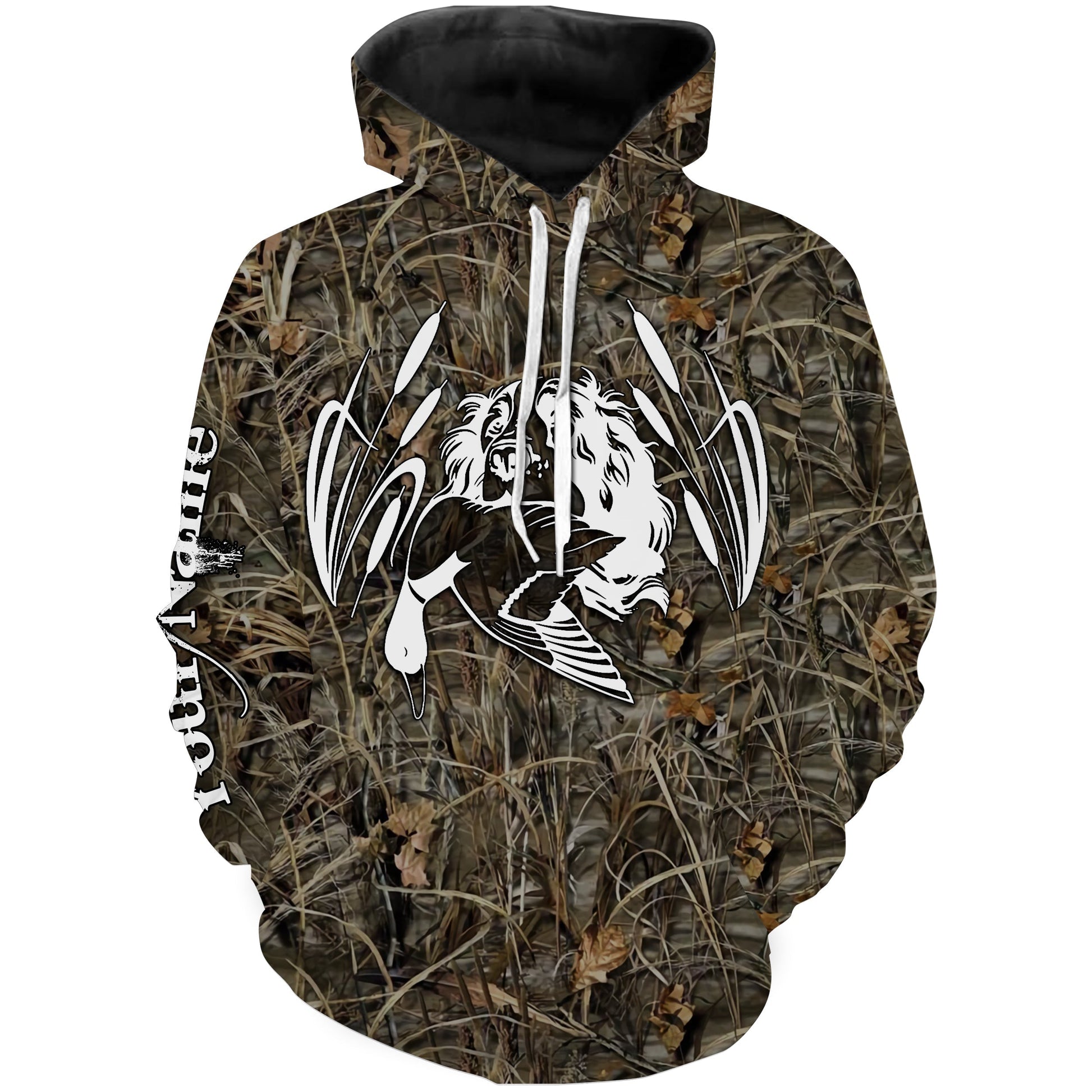 Duck hunting dogs waterfowl camo hunting 3d shirts, custom name duck hunting shirts NQS1182