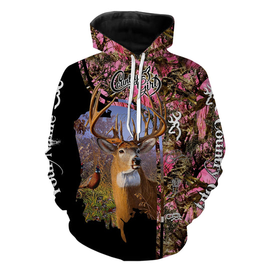 Country girl Deer Hunting pink muddy camo Customize Name 3D All Over Printed Shirts - NQS1354