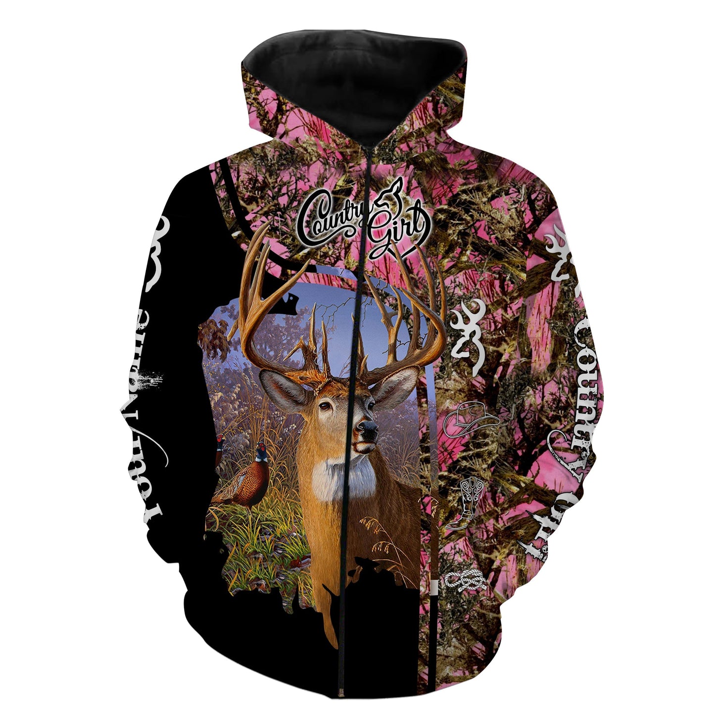 Country girl Deer Hunting pink muddy camo Customize Name 3D All Over Printed Shirts - NQS1354