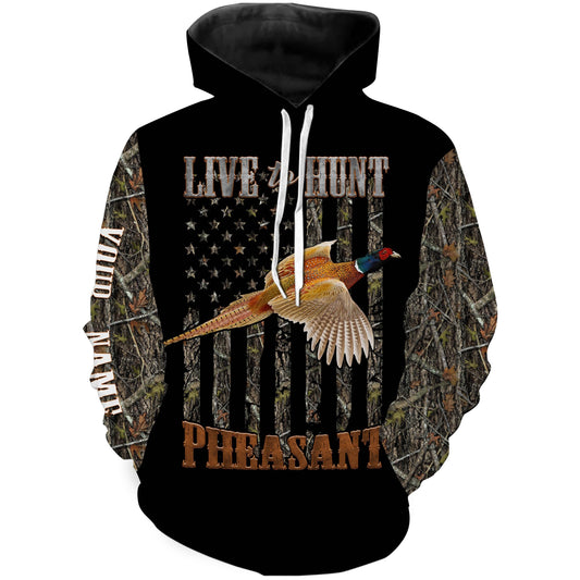 Pheasant Hunting Camo American Flag Live To Hunt Pheasant Customize Name 3D All Over Printed Shirts Hoodie Hoodie