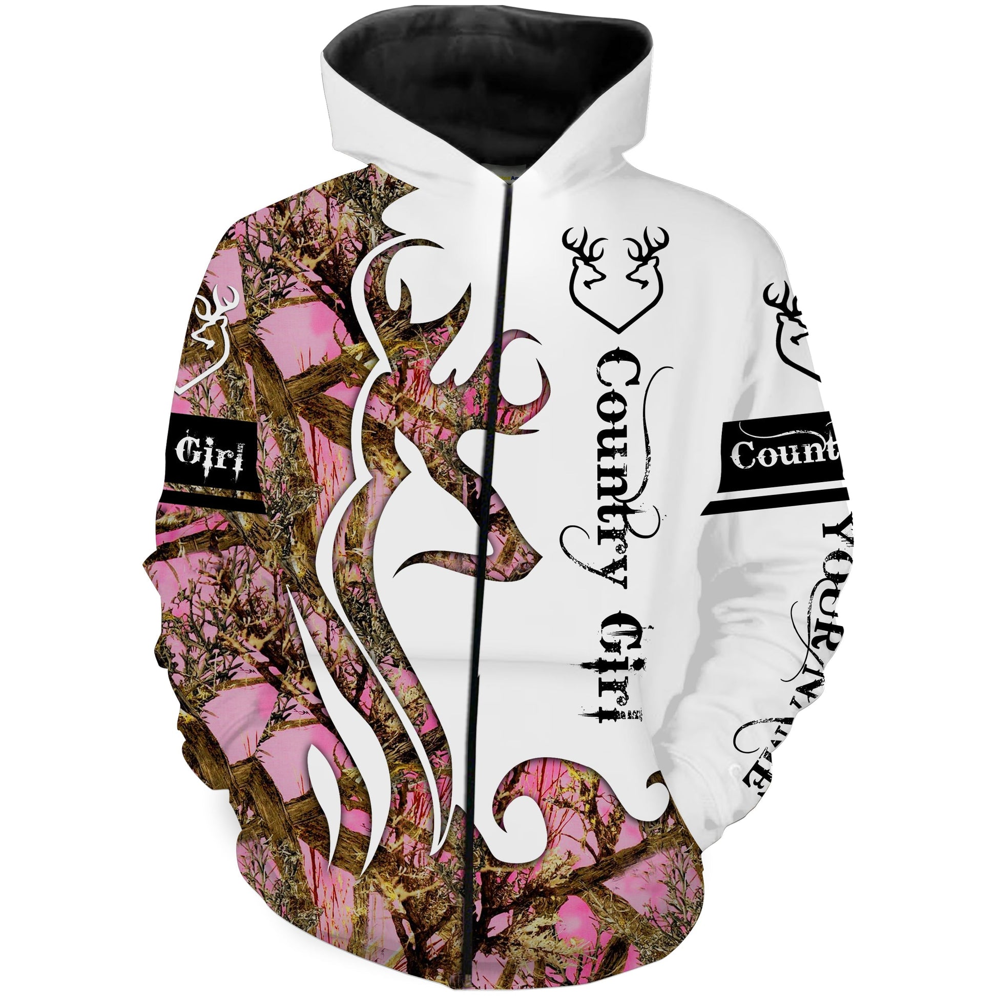 Country Girl Deer Hunting Pink Muddy Camo Customize Name 3D All Over Printed Shirts Personalized Hunting gift NQS1730