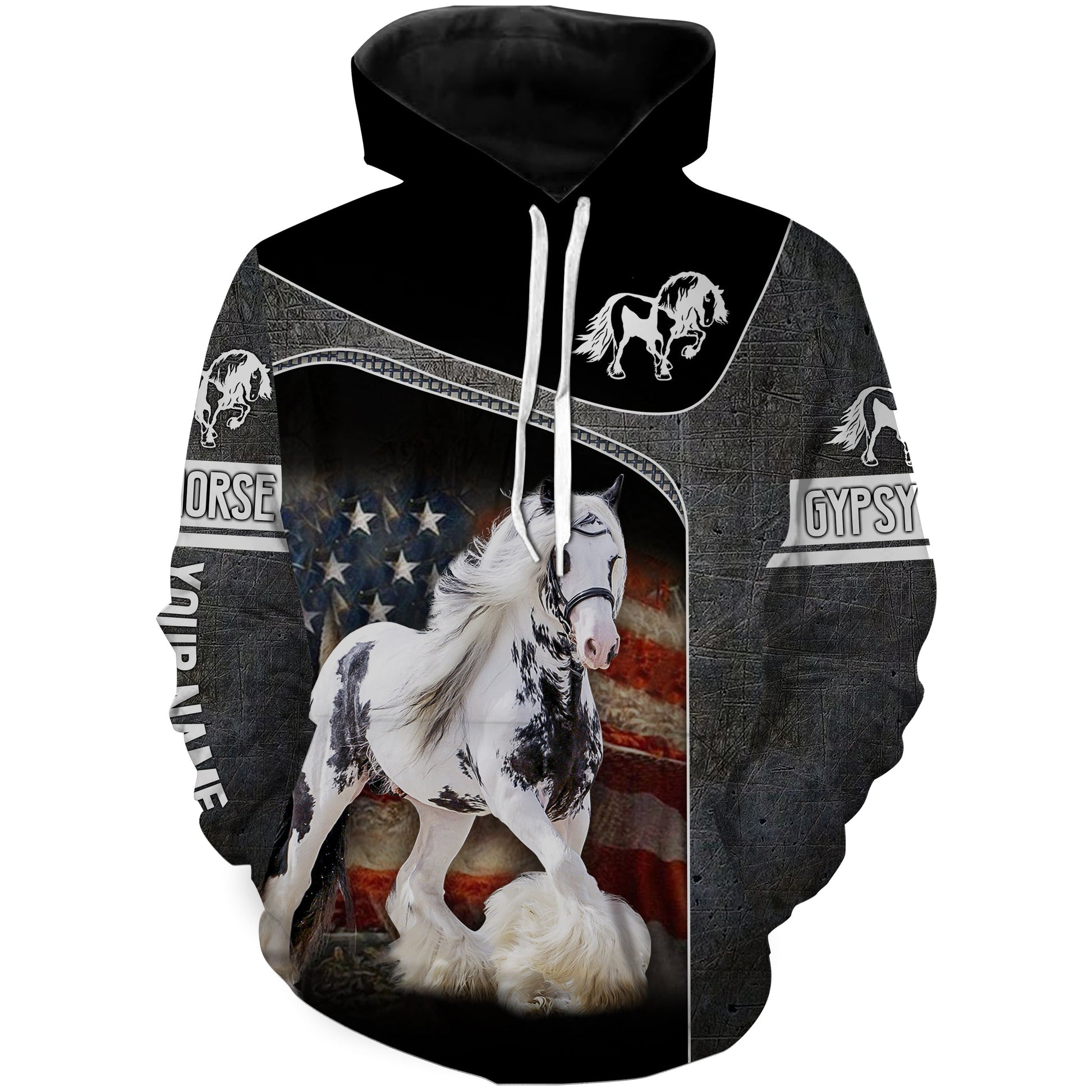 Gypsy horse American flag Custom Horse Shirts personalized equestrian clothing, gifts for horse lovers NQS3269