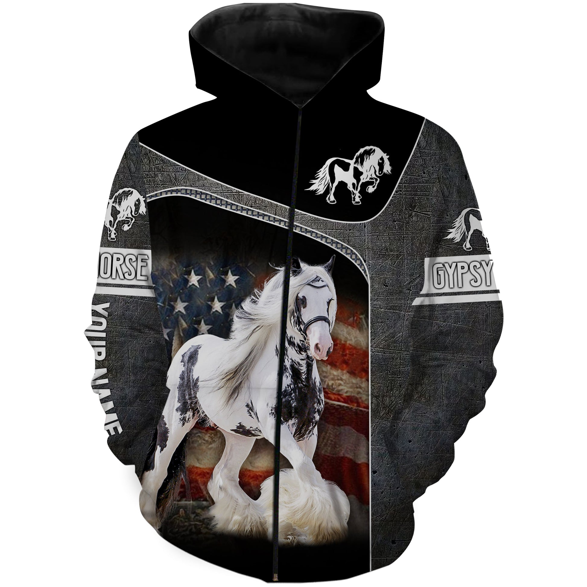 Gypsy horse American flag Custom Horse Shirts personalized equestrian clothing, gifts for horse lovers NQS3269