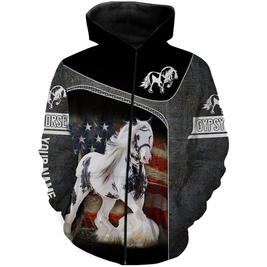 Gypsy horse American flag Custom Horse Shirts personalized equestrian clothing, gifts for horse lovers NQS3269