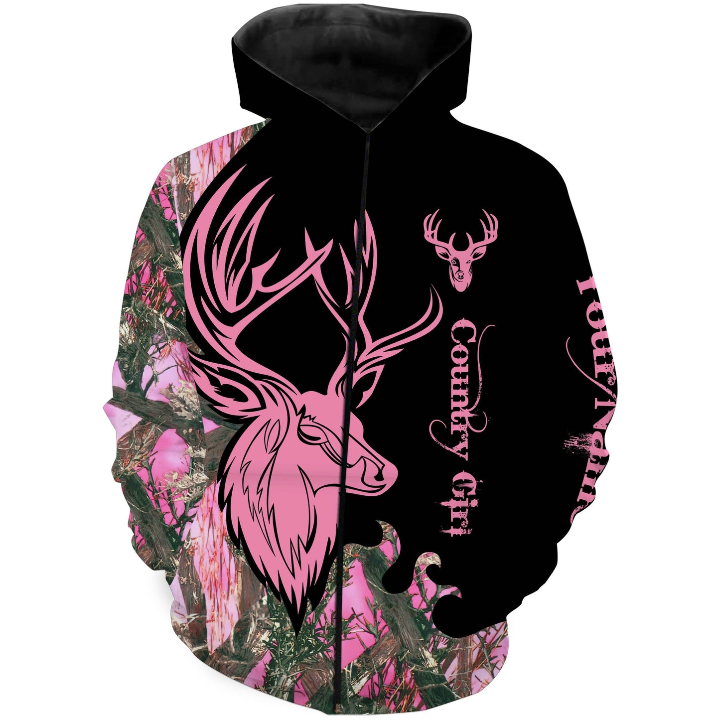 Country Girl Deer Hunting Pink Camo Customize Name 3D All Over Printed Shirts Personalized Hunting gift For Adult And Kid NQS2428