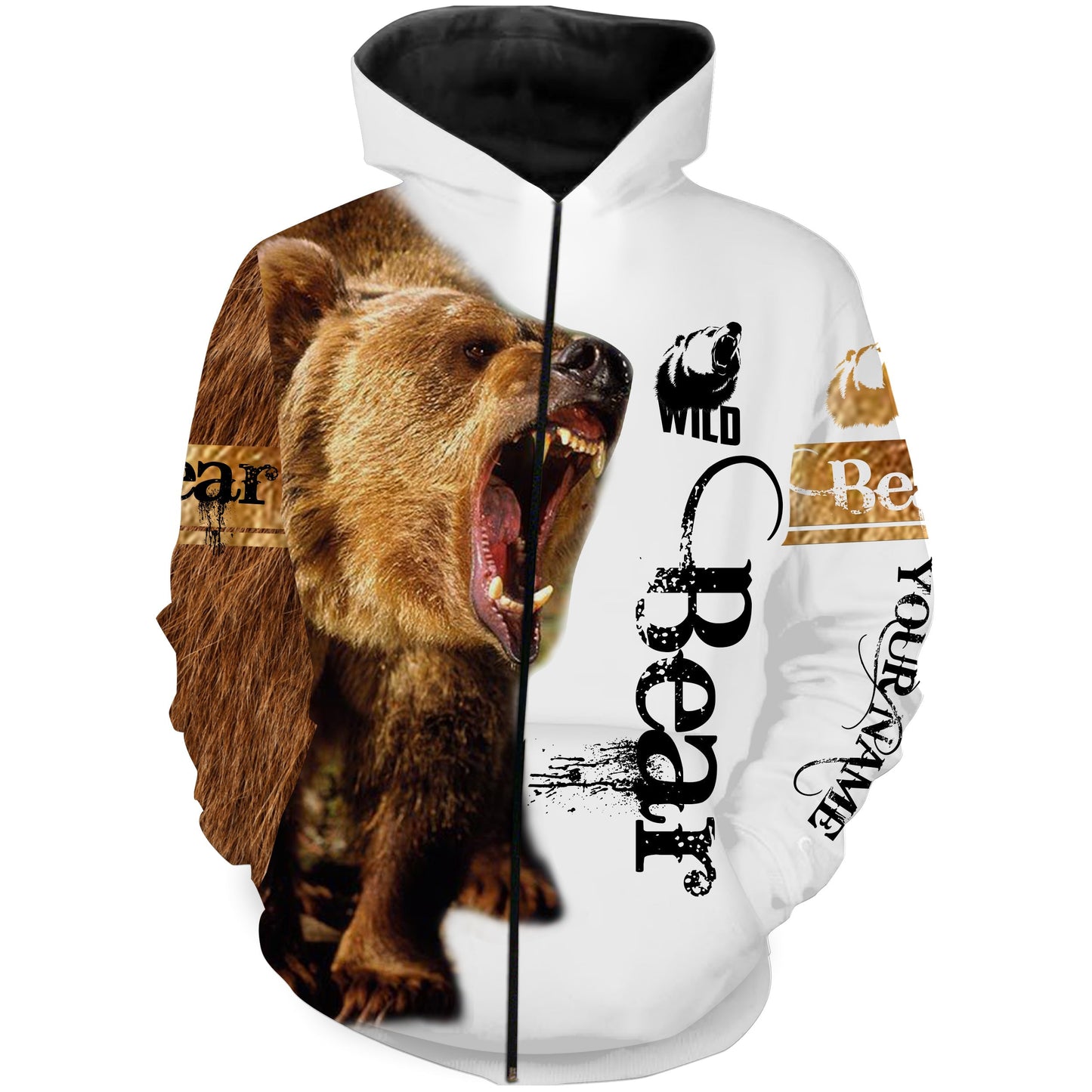 Wild Bear Hunting Custom Name 3D All over print shirts NQS761 Zip up hoodie