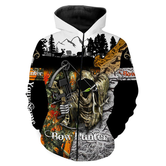 Bow Hunter Camo Huntaholic Deer Hunting Customize Name 3D All Over Print Shirts Nqs666 Zip Up Hoodie Zip Up Hoodie