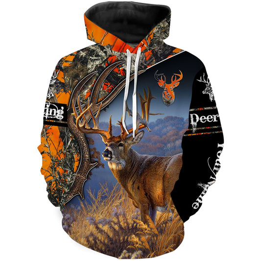 Deer Hunting Big game orange camo deer skull Customize Name 3D All Over Printed Shirts