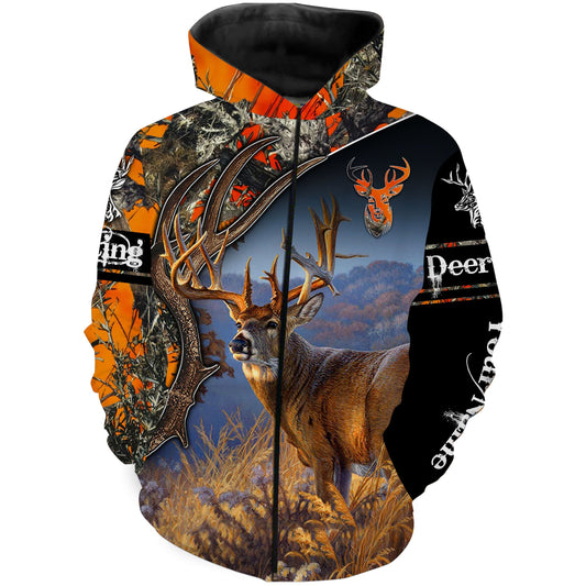 Deer Hunting Big game orange camo deer skull Customize Name 3D All Over Printed Shirts