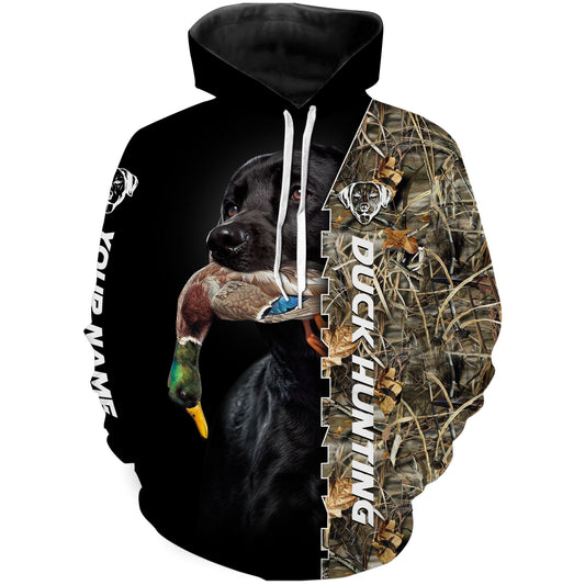 Duck Hunting With Black Lab Custom Name 3D All Over Print Shirt Hoodie Hoodie