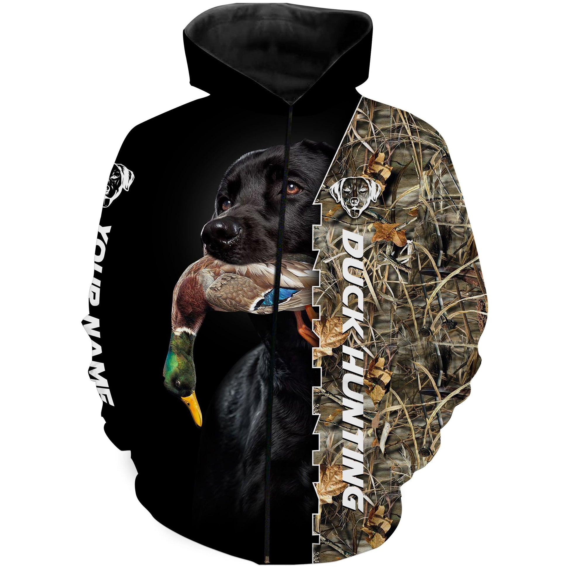 Duck Hunting With Black Lab Custom Name 3D All Over Print Shirt Zip Up Hoodie Zip Up Hoodie