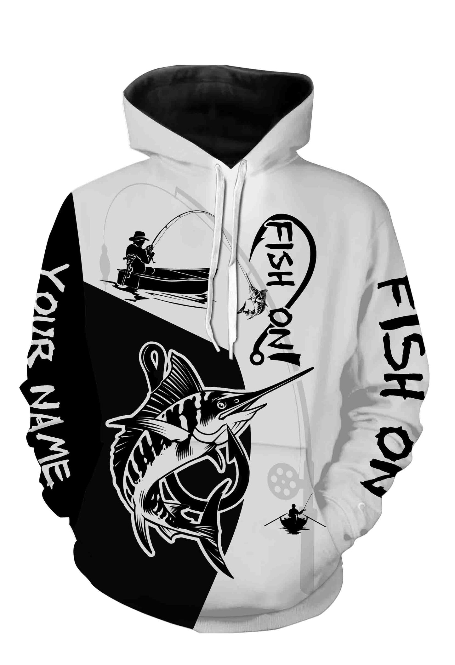 Marlin Fish On Custome Name 3D All Over Printed Shirts For Adult And Kid Personalized Fishing gift NQS358 Hoodie