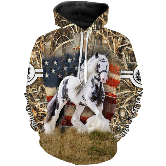 Gypsy Horse American Flag Custom Name 3D All Over Print Shirts  Hoodie Hoodie