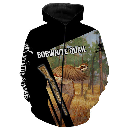 Bobwhite Quail Upland Game Birds Hunting Customize Name 3D All Over Print Sweatshirt Zip Up Hoodie Zip Up Hoodie