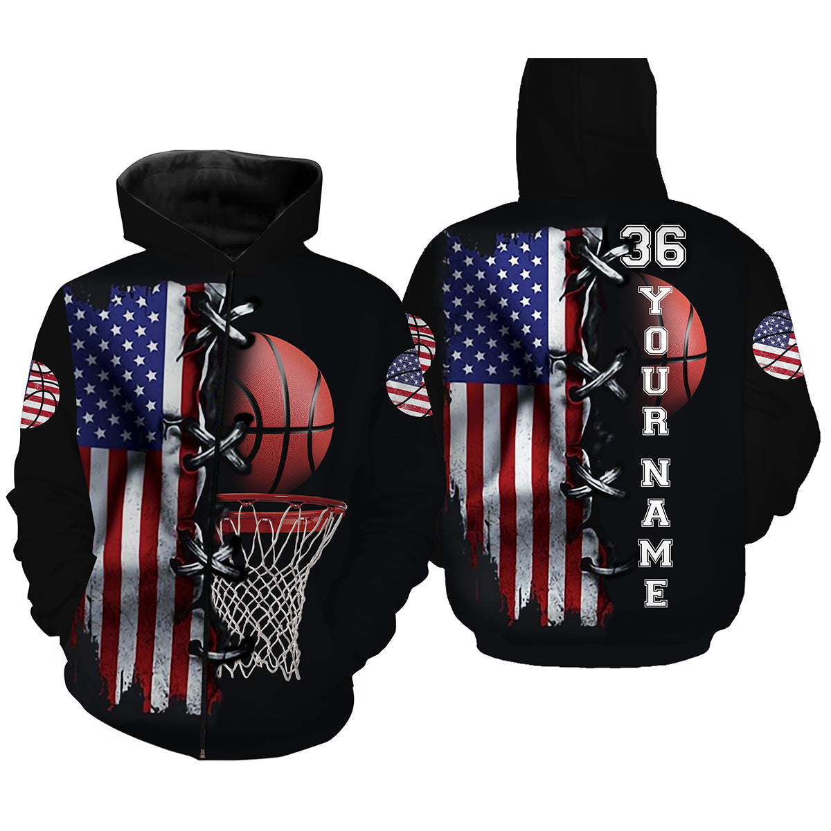 America basketball personalize customized number and name 3D hoodie