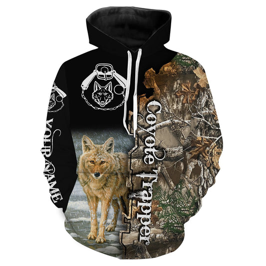 Coyote Trapping Camouflage Custom Name Full Printing Shirts, Hoodie - Personalized Shirts Gift for Trappers FSD2668