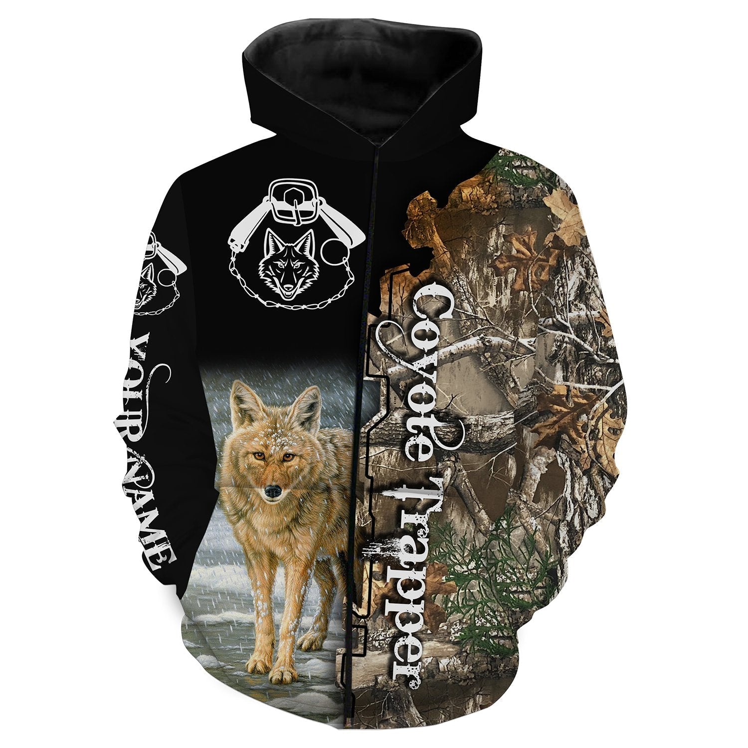 Coyote Trapping Camouflage Custom Name Full Printing Shirts, Hoodie - Personalized Shirts Gift for Trappers FSD2668