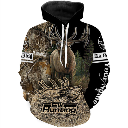 Best Elk hunting camouflage shirt custom Name Full printing Hoodie, Sweatshirt, T-shirt FSD770