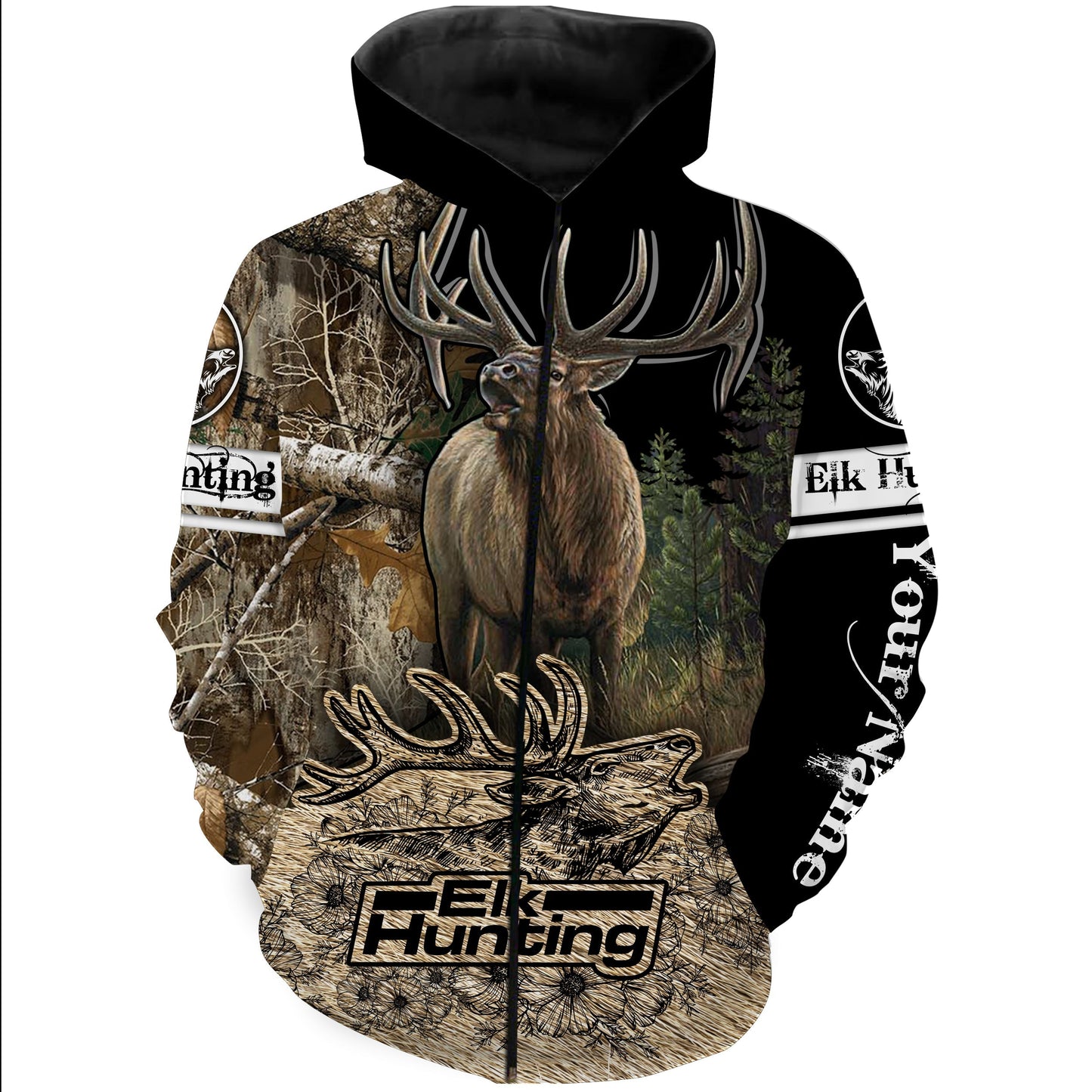 Best Elk hunting camouflage shirt custom Name Full printing Hoodie, Sweatshirt, T-shirt FSD770