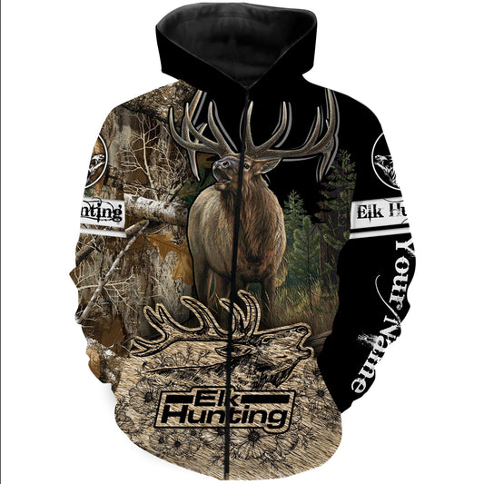 Best Elk hunting camouflage shirt custom Name Full printing Hoodie, Sweatshirt, T-shirt FSD770