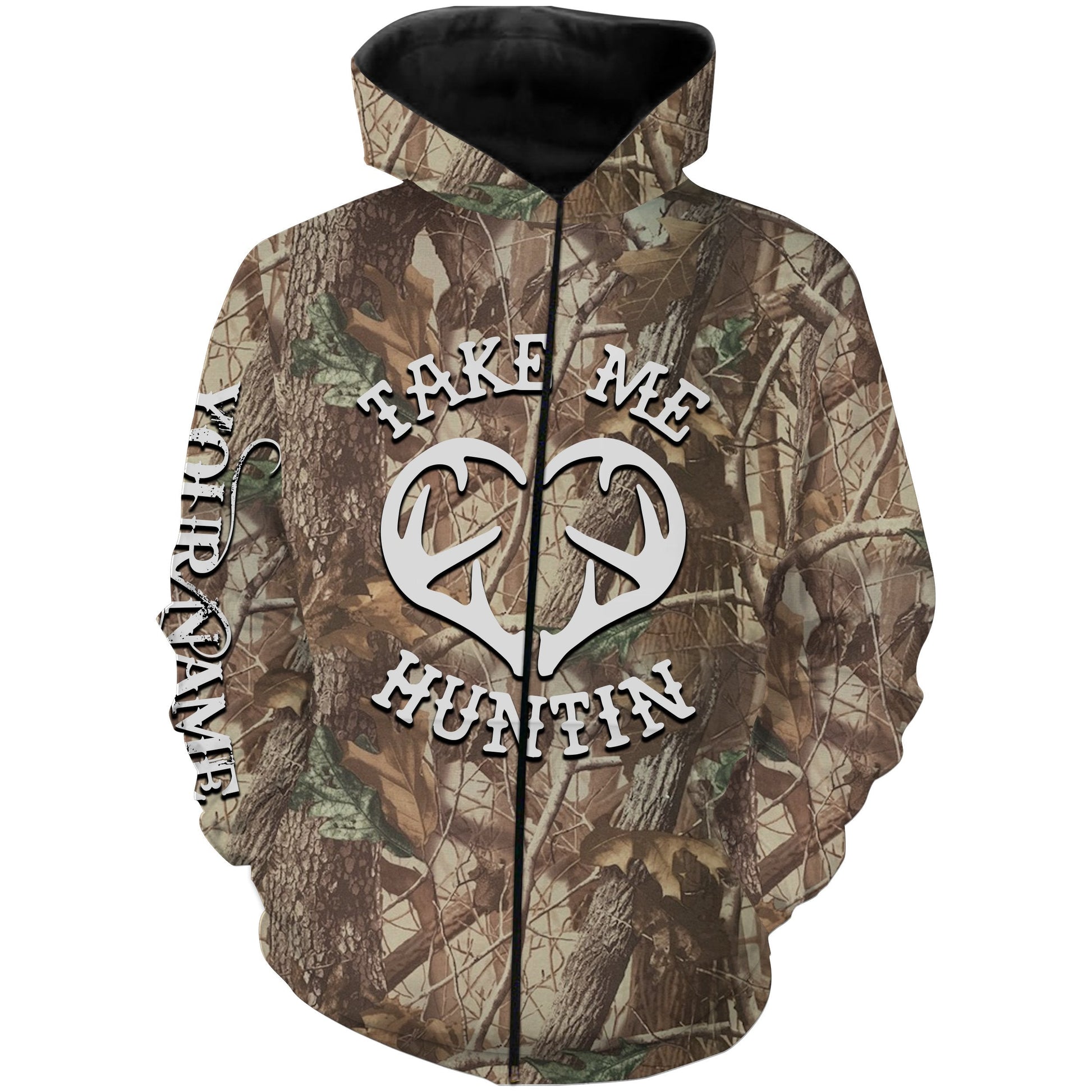 Take Me Hunting Custom Name Camo Shirts  Zip Up Hoodie Zip Up Hoodie