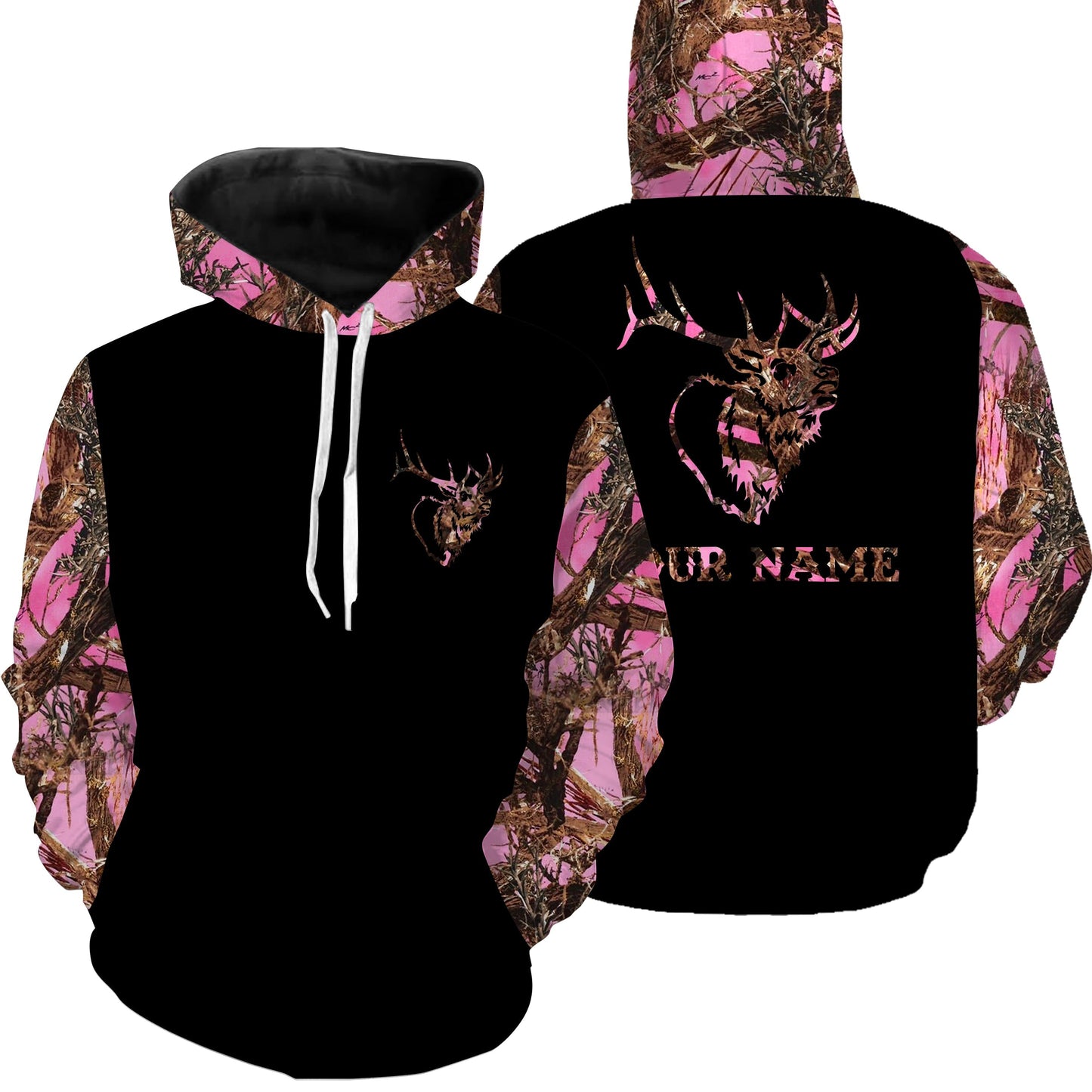 Women Elk hunting pink tree camo custom name All over printed Shirts FSD3045