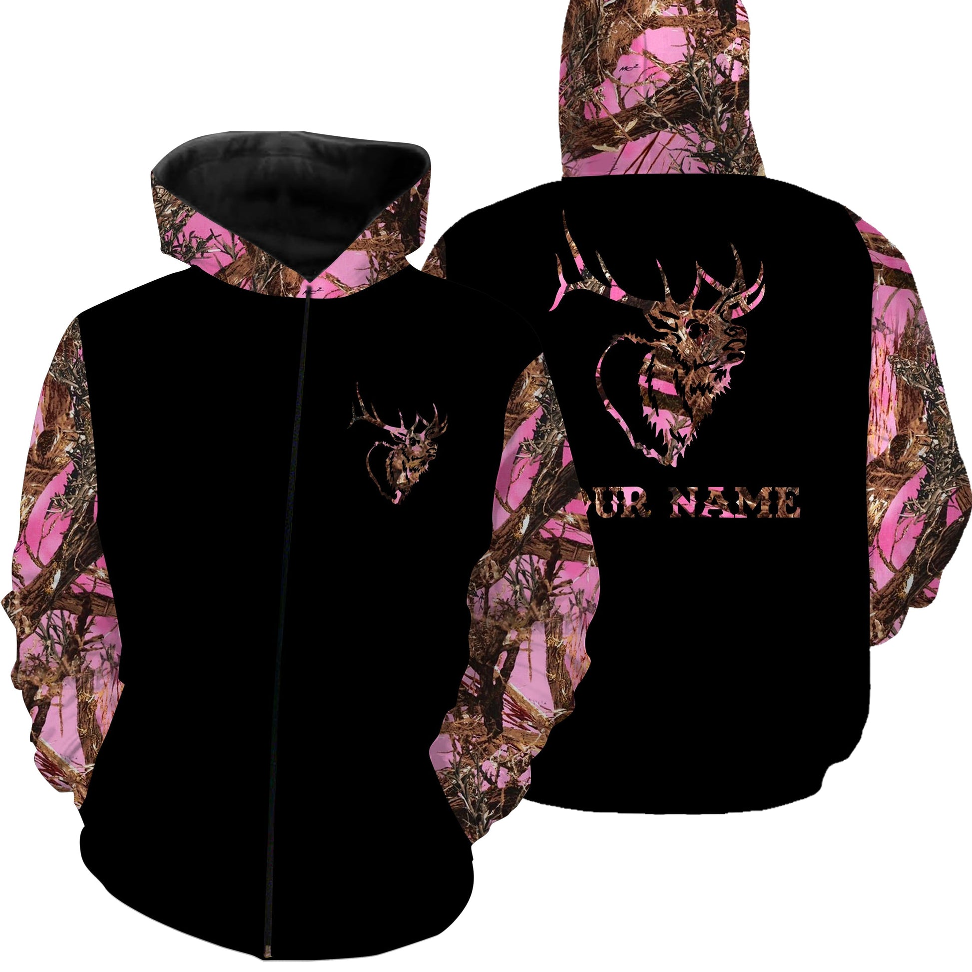 Women Elk hunting pink tree camo custom name All over printed Shirts FSD3045