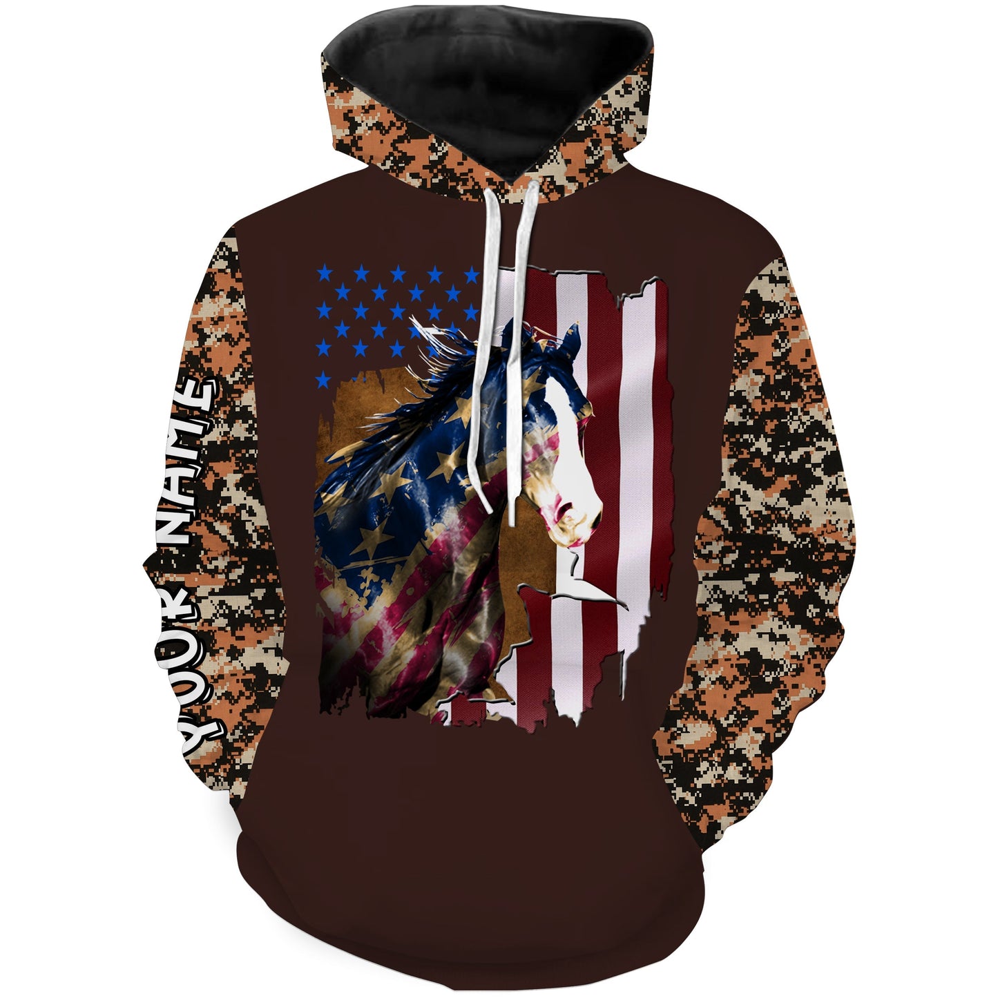 Love Horse US flag Quarter Horse Custom name 3D Full printing Shirt, Hoodie for Men, Women FSD837