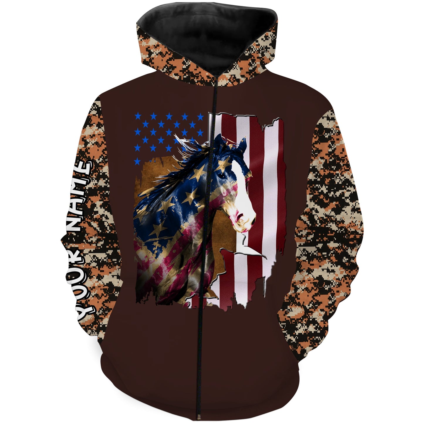 Love Horse US flag Quarter Horse Custom name 3D Full printing Shirt, Hoodie for Men, Women FSD837