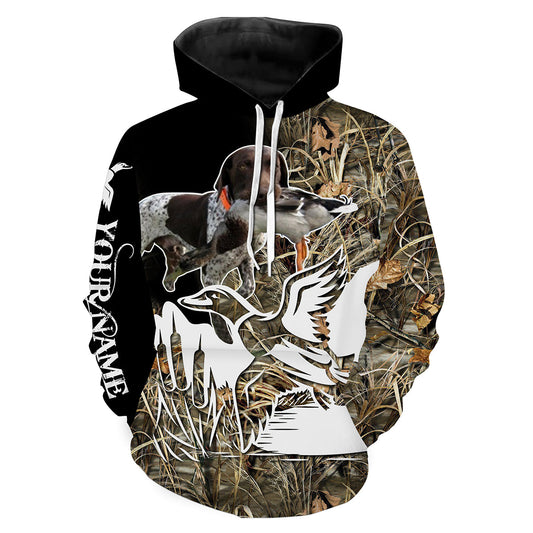 German Shorthaired Pointer Dog Hunting Duck Waterfowl Camo Custom Name 3D All Over Print Shirt Fsd885 Hoodie Hoodie