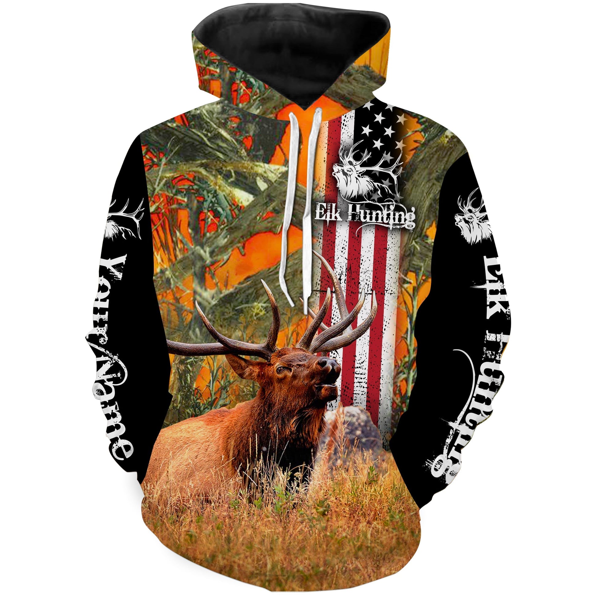 Elk Hunting American Flag Patriotic Custom Name All over print Shirts, Gifts idea for Elk Hunter FSD3077