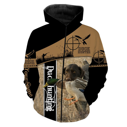 Duck hunting with dog custom Name 3D All over print Shirts - Personalized hunting gifts - FSD421 Zip up hoodie