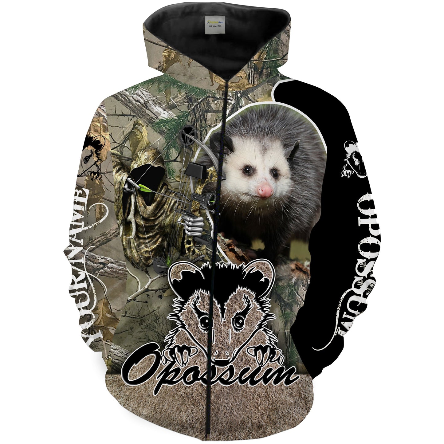 Opossum Hunting Grim Reaper custom name 3D full printing Shirts Hoodie Personalized hunting gifts FSD1665