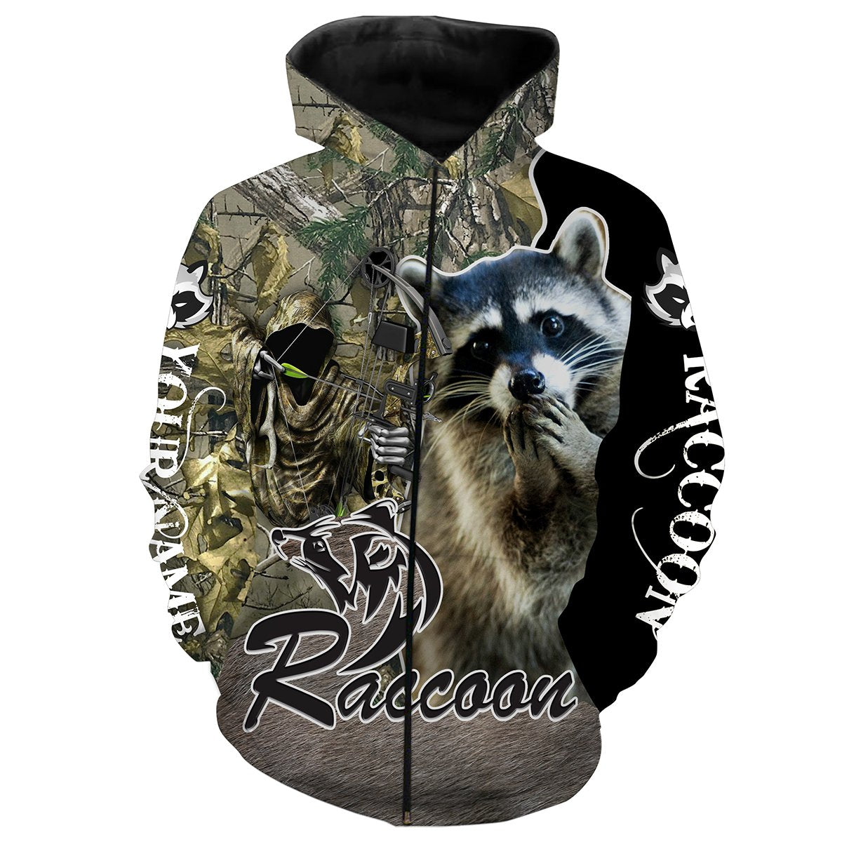 Racoon hunting custom Name 3D All over print shirt Zip up hoodie