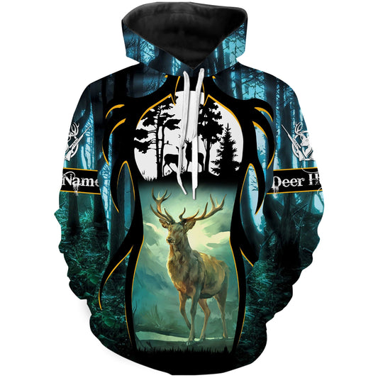 Beautiful Deer hunting customized Name 3D full printing shirts Hoodie - Hunting gift for Men Women and Kid - FSD1480